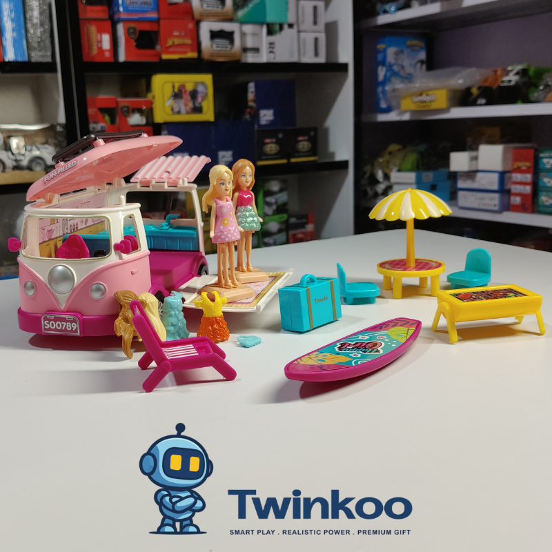 Camping-car avec poupées et accessoires