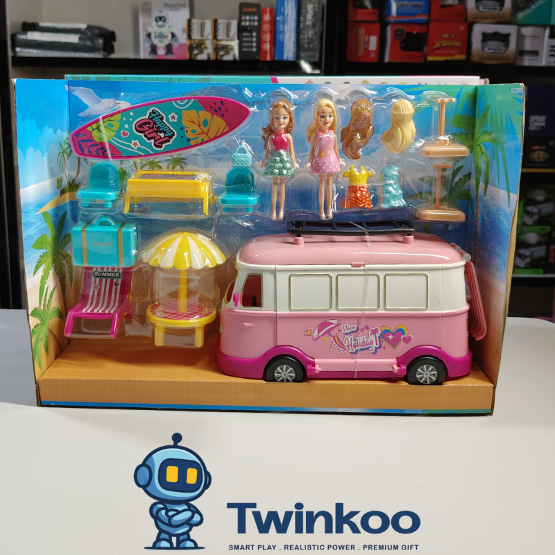 Camping-car avec poupées et accessoires