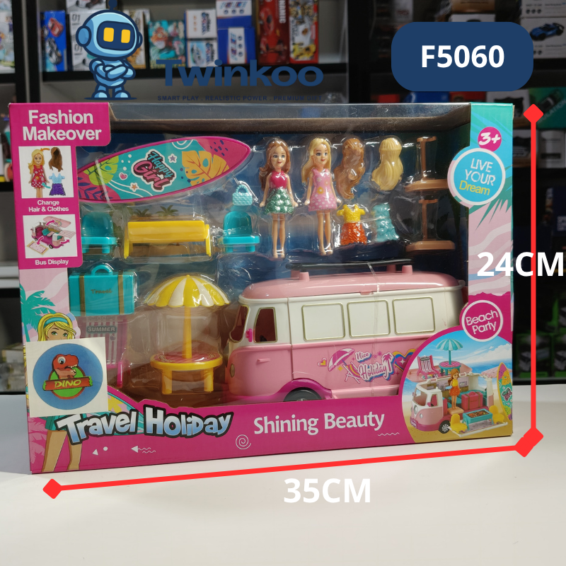 Camping-car avec poupées et accessoires