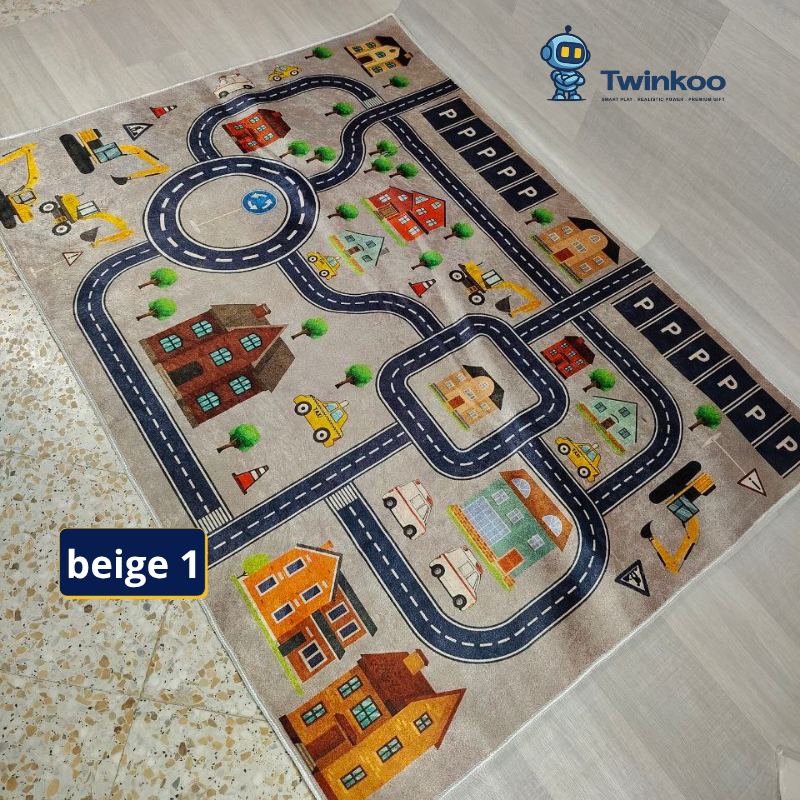 Tapis de routes pour enfants avec voitures – petite ville de jeu pour l’intérieur