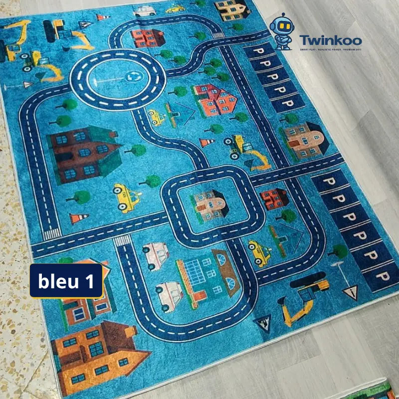 Tapis de routes pour enfants avec voitures – petite ville de jeu pour l’intérieur