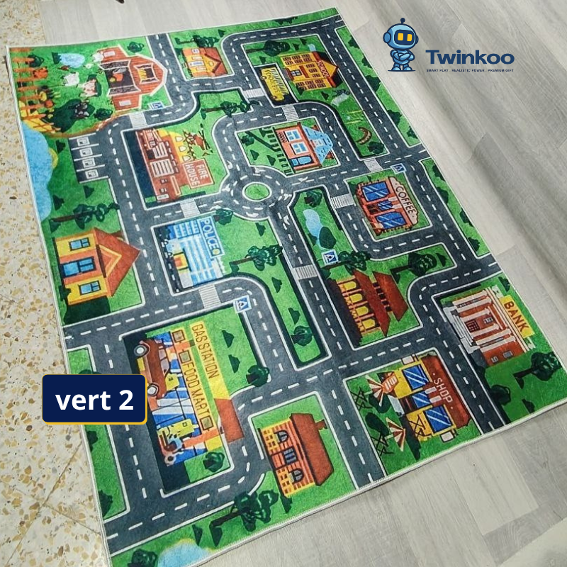 Tapis de routes pour enfants avec voitures – petite ville de jeu pour l’intérieur