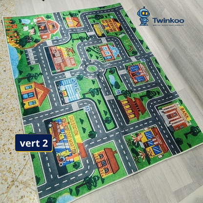 Tapis de routes pour enfants avec voitures – petite ville de jeu pour l’intérieur